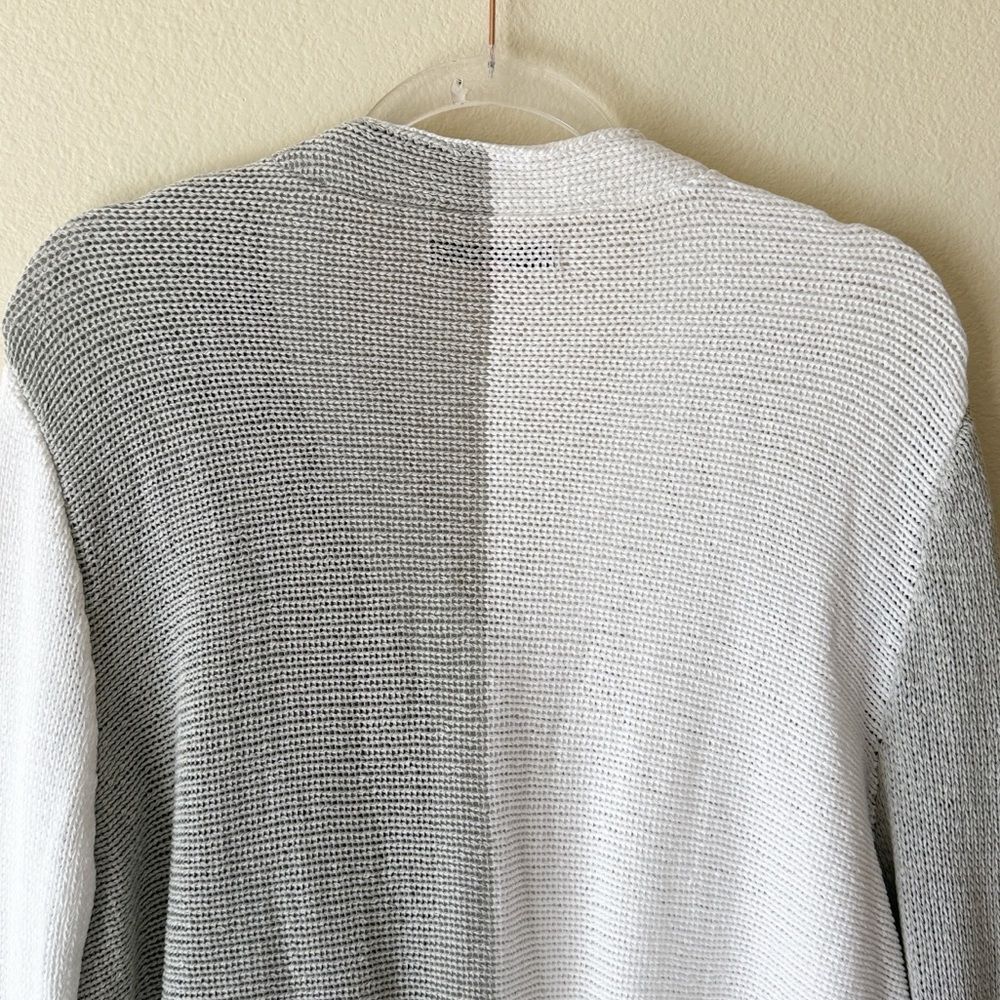 Eckhaus Latta 100% Cotton Asymmetric Colorblock Knit Cardigan Grey & White - Picture 10 of 14